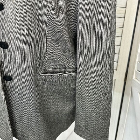 Amanda Smith Herringbone Oversized Blazer Jacket Black Tan 6 Single Breasted - Picture 7 of 15